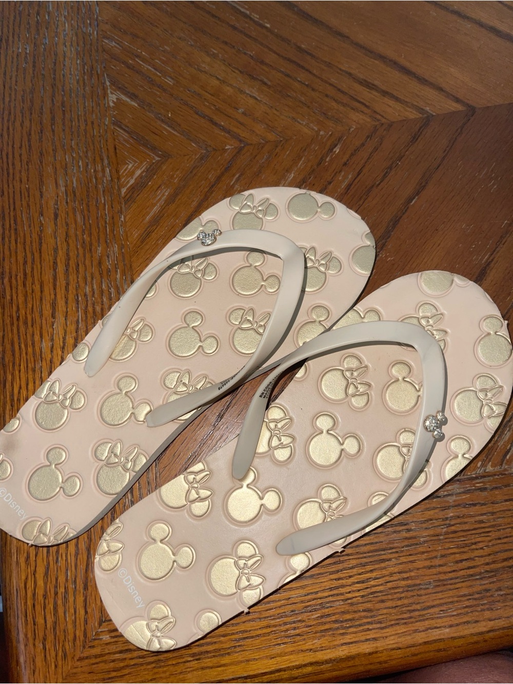 Disney Gold Minnie Mouse Flip Flop Sandals